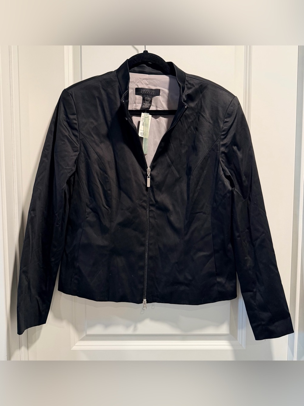 The Limited Women’s STRETCH Full Zip Mock Neck Blazer Jacket Black L NWT